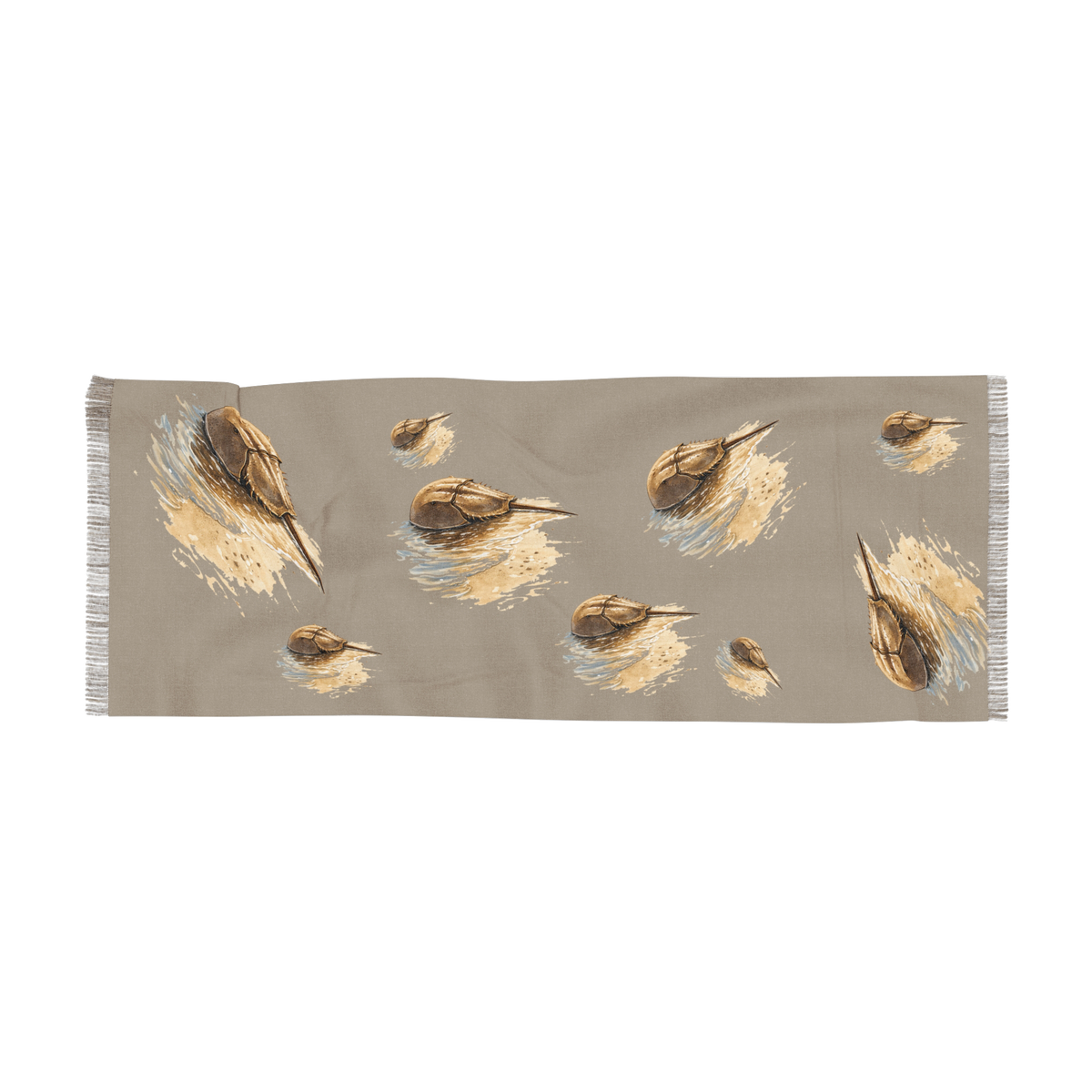 Remi Coastal Stillness wrap fabric detail in warm shoreline tones