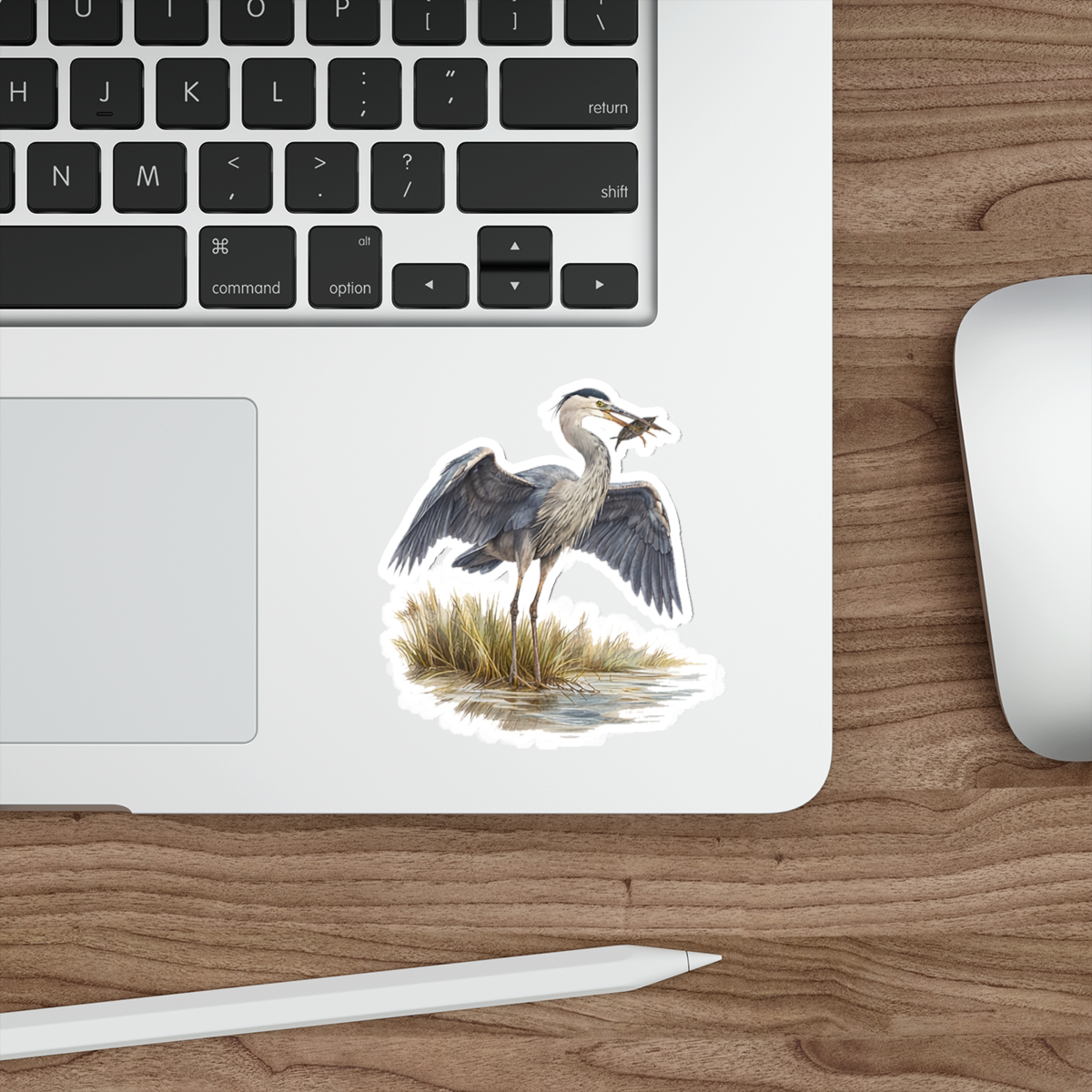 Val the Heron, Matte Vinyl Die-Cut Sticker