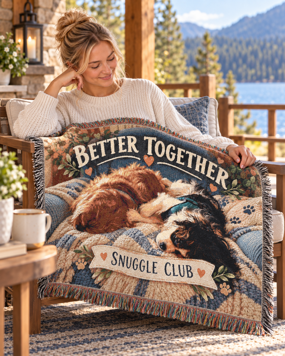 Better Together Sleeping Cavaliers Woven Blanket — Cavy Snuggle Club Throw