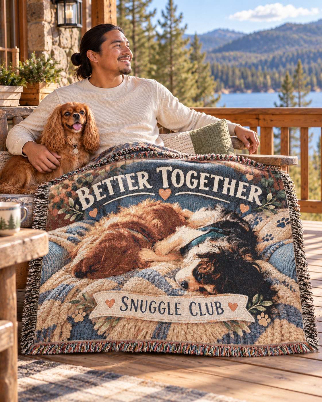 Better Together Sleeping Cavaliers Woven Blanket — Cavy Snuggle Club Throw