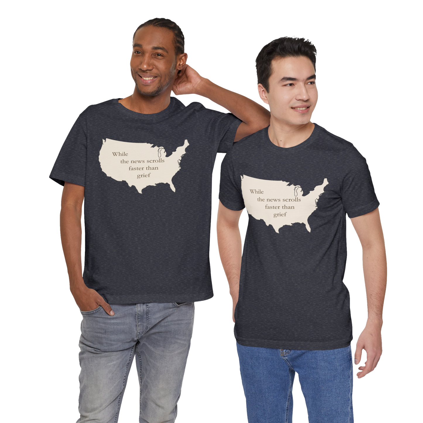 Witness Tee, While News Scrolls