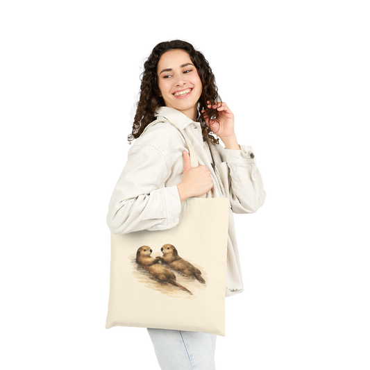 Coastal Otter Pair Canvas Eco-Friendly Tote
