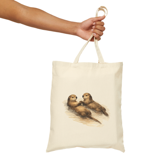 Coastal Otter Pair Canvas Eco-Friendly Tote