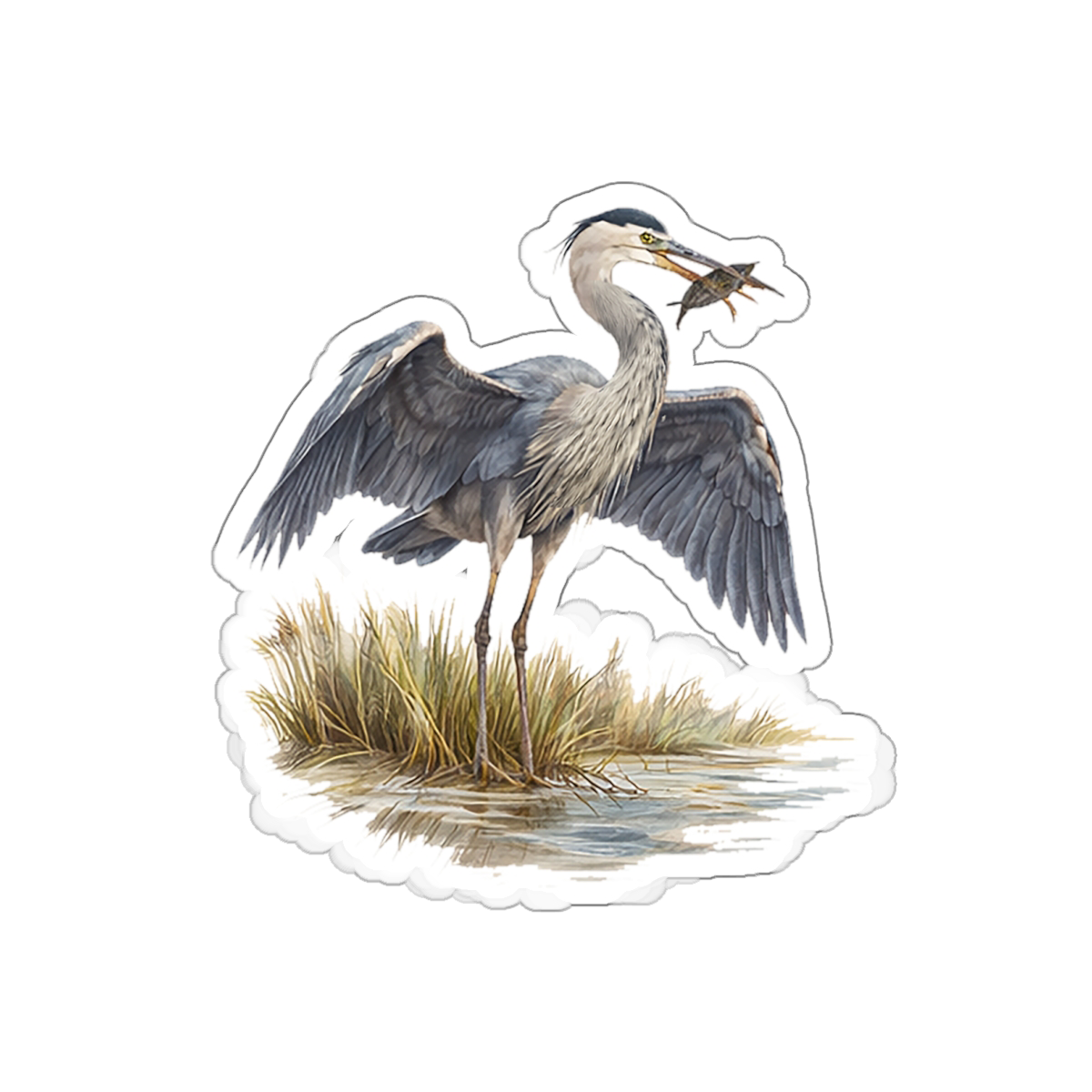 Val the Heron, Matte Vinyl Die-Cut Sticker