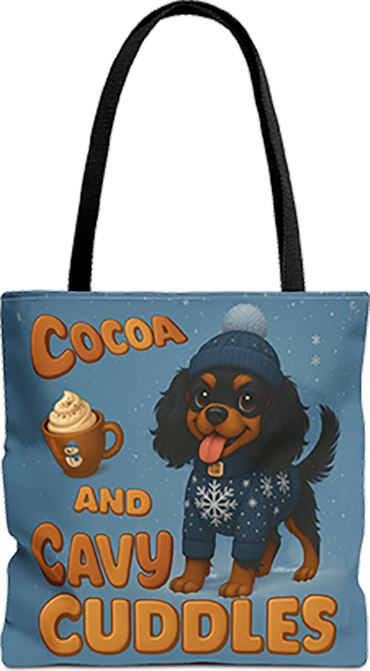 Cocoa and Cavy Cuddles Tote Bag, Black and Tan Edition