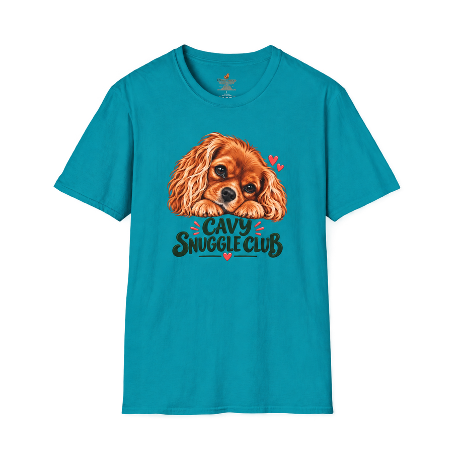 Cavy Snuggle Club ruby Cavalier King Charles Spaniel T-shirt in tropical blue