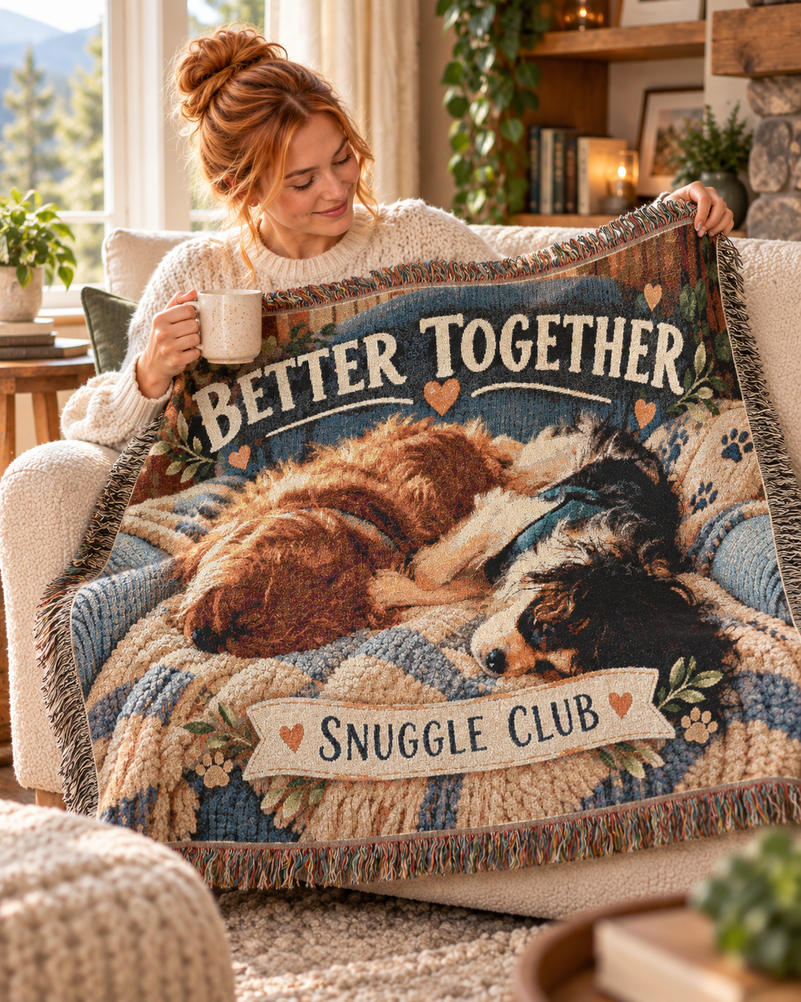 Better Together Sleeping Cavaliers Woven Blanket — Cavy Snuggle Club Throw